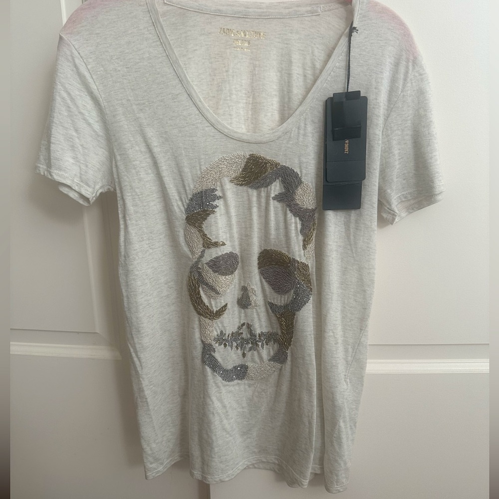 Zadig & Voltaire Skull Bead T-Shirt